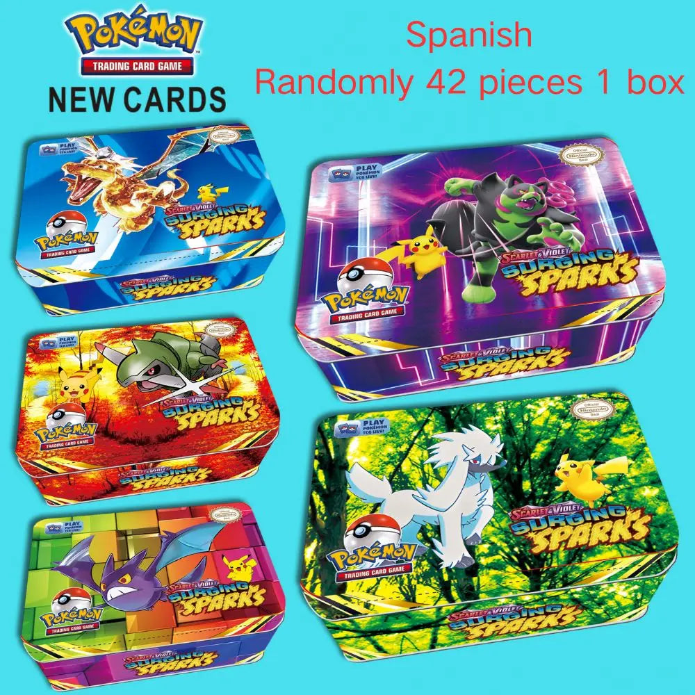 42pcs/set Pokémon Battle Card Set with Iron Metal Box
