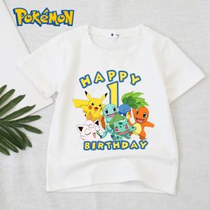 Cartoon Pokémon Number Print T-Shirt