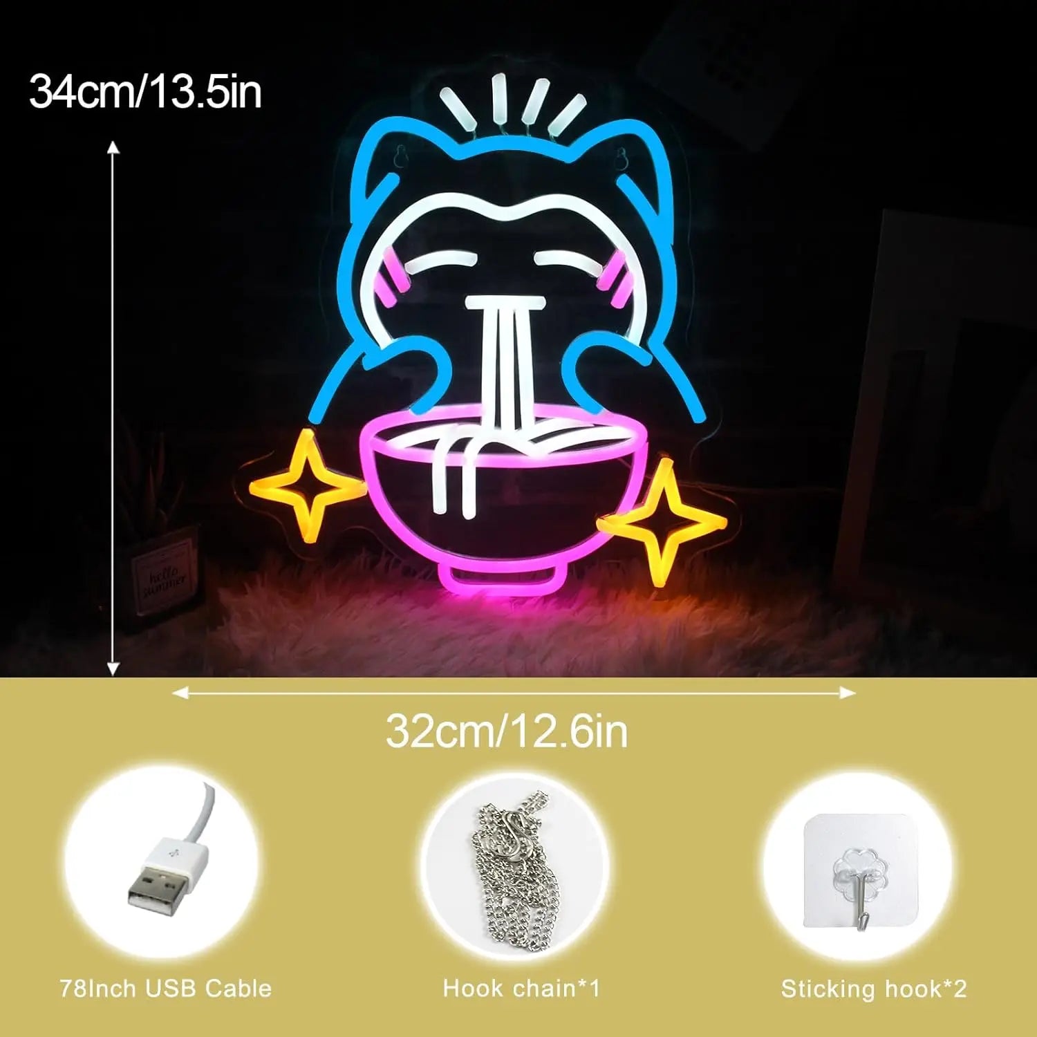 Cute Bear Pokémon Ramen Neon Light - Image 3
