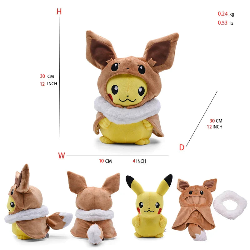 Pikachu & Eevee Cosplay Plush (20–30CM) - Image 3